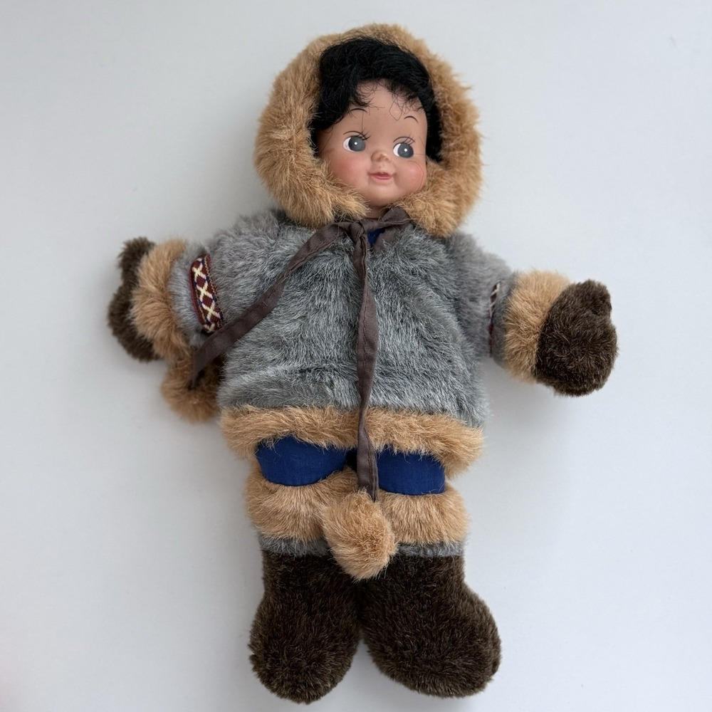 Arctic Circle Alaskan Eskimo Girl Doll Beanbag Stuffed Toy 9" Removable Coat
